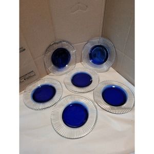 Pier 1 Blue Center Unique Plates Set of 6